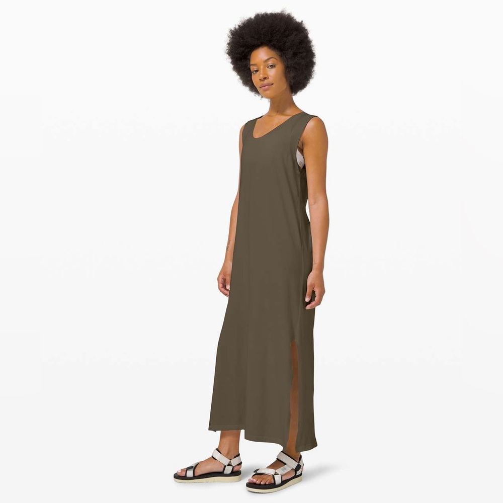 Lululemon Athletica Dark Olive Green All Yours Tank Maxi Dress size XS EUC - Picture 1 of 12